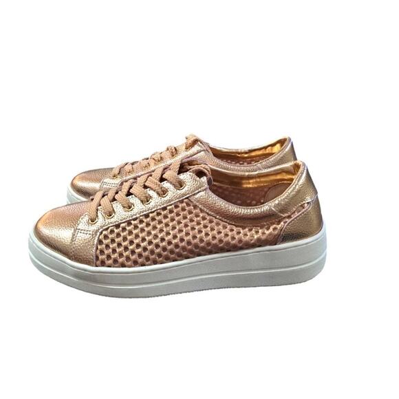 Steve Madden Napa Platform Sneaker Shoes Casual Leather Comfort 8.5M Rose Gold - Picture 1 of 11